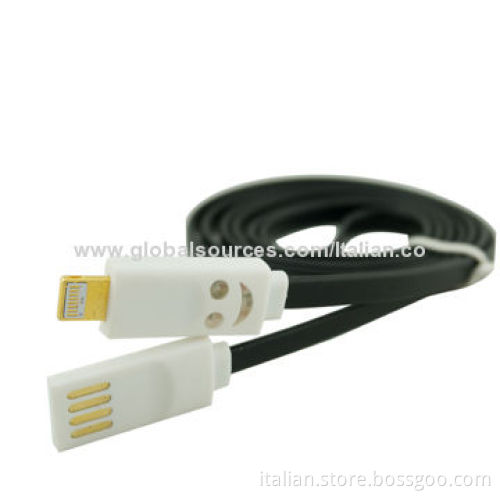 Flat Smile Face LED USB Data Charging Cable for iPhone 5/5C/5C, iPad Mini/4